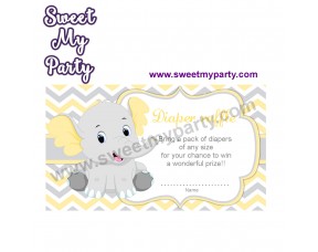 Yellow and Grey Elephant diaper raffle,(006ebs)